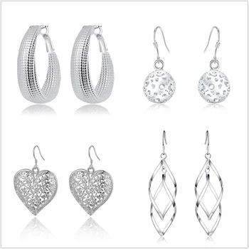 4 pair Earring set silver color fashion elegant charms earrings stamped , women girl wedding Party jewelry set Cute E160
4 pair Earring set silver color fashion elegant charms earrings stamped , women girl wedding Party jewelry set Cute E160