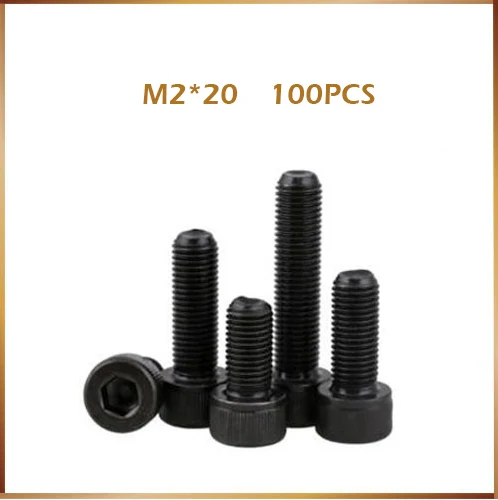 100pcs/lot DIN912 M2 Hex Socket Head Cap Screws M2*20mm carbon Steel Screw M2 black long screw bolts
100pcs/lot DIN912 M2 Hex Socket Head Cap Screws M2*20mm carbon Steel Screw M2 black long screw bolts