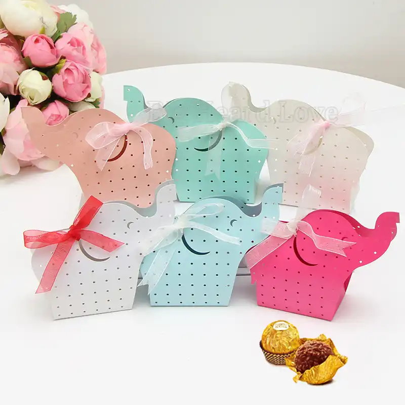 50pcs cartoon elephant baby shower candy box birthday party
