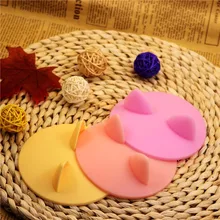 1Pcs Creative Cute Cat Ears Silicone Insulation Cup Cover Dustproof Reusable Cup Lid DIY Free Splicing