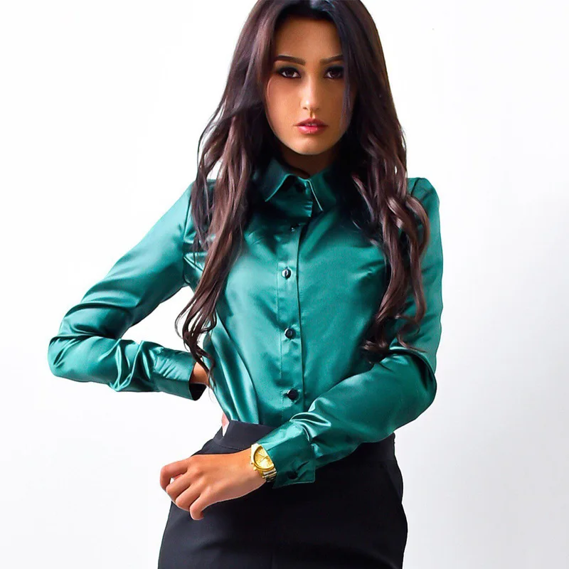2019 New Fashion Women Blouse Office Lady Solid Satin Long Sleeve Shirt Turn-down Collar Tops Burgundy Green and Pink Blouses
2019 New Fashion Women Blouse Office Lady Solid Satin Long Sleeve Shirt Turn-down Collar Tops Burgundy Green and Pink Blouses