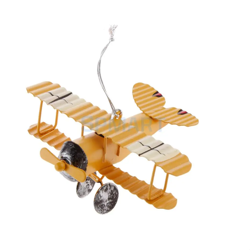 Collectible Metal Aircraft Model Biplane Plane Toy String Hanging Decoration