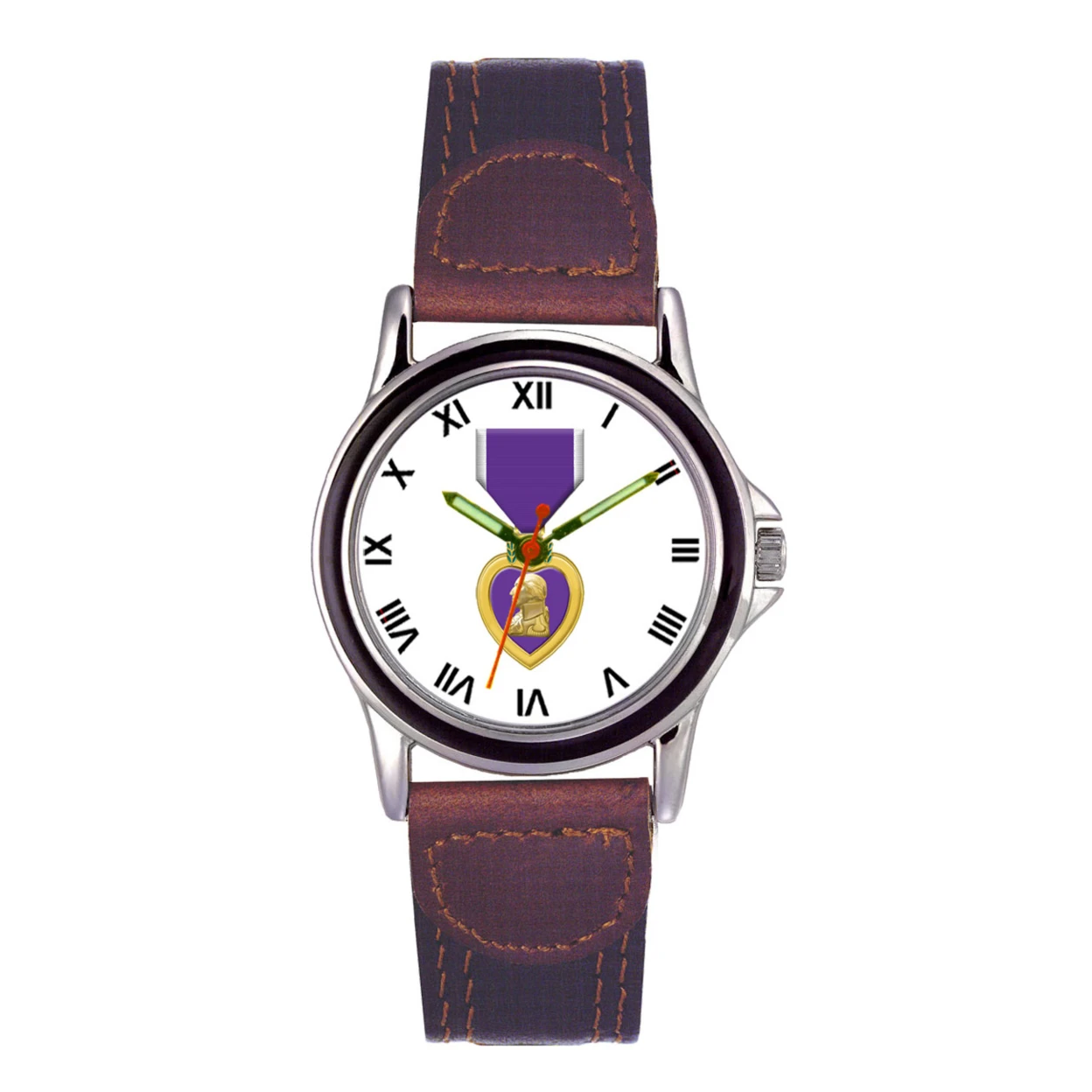 Purple Heart Leather Mens Watch