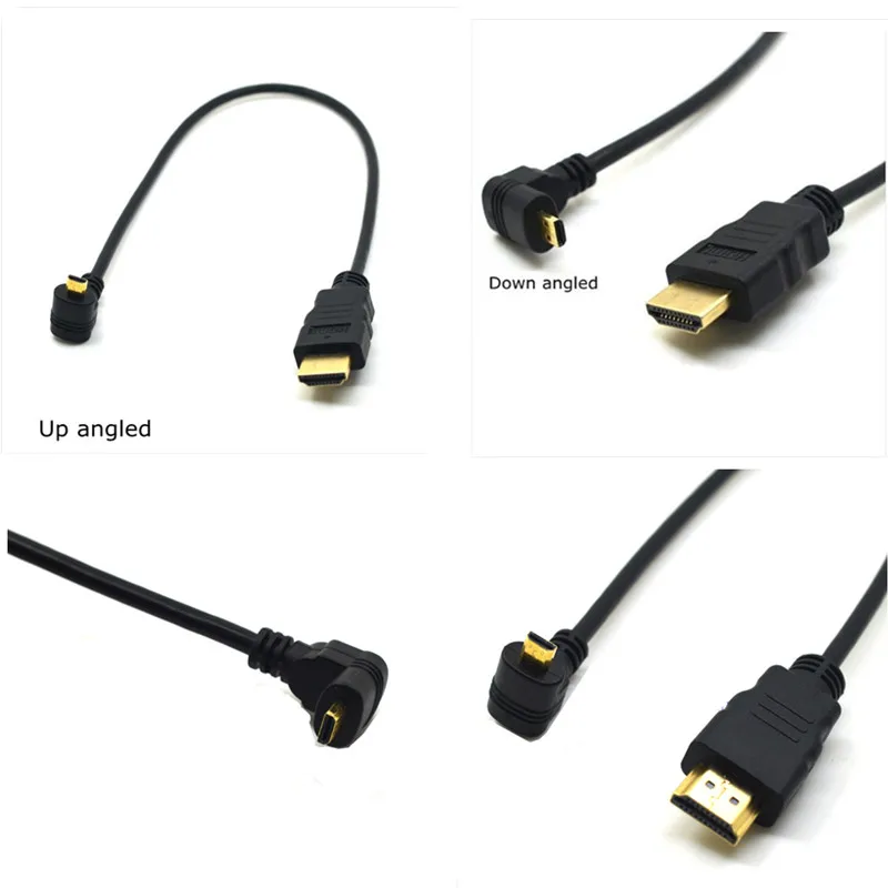 HDMI Type A to Micro HDMI Type D Up & Down Angled Elbow Cable 30cm 1ft Gold Plated 3D 4K 1080p MicroHDMI Audio for Tablet Camera
HDMI Type A to Micro HDMI Type D Up & Down Angled Elbow Cable 30cm 1ft Gold Plated 3D 4K 1080p MicroHDMI Audio for Tablet Camera