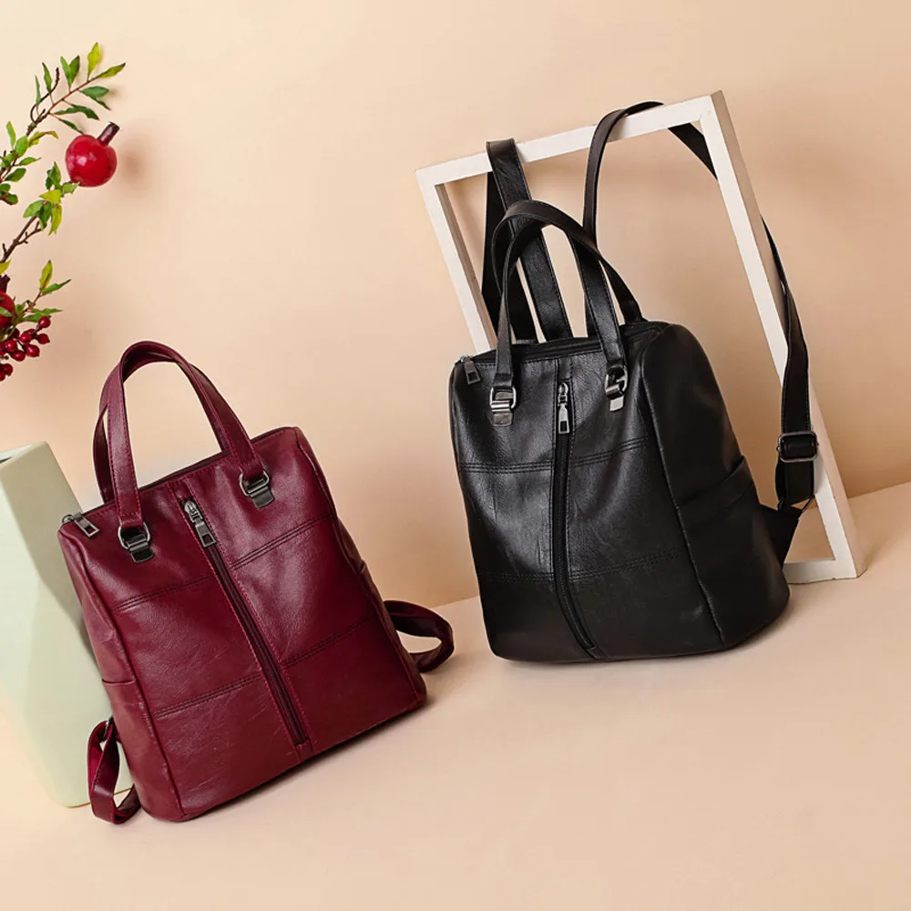 Vintage Leather Zipper School Bag Backpack Satchel women's Travel backpacks Girl Pure color Shoulder Bag leisure Bag
Vintage Leather Zipper School Bag Backpack Satchel women's Travel backpacks Girl Pure color Shoulder Bag leisure Bag