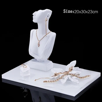 White Acrylic Jewelry Display Set Bracelet Stand Necklace Mannequin Pendant Case Ring Organizer Earring Holder Jewellery Stands 
White Acrylic Jewelry Display Set Bracelet Stand Necklace Mannequin Pendant Case Ring Organizer Earring Holder Jewellery Stands