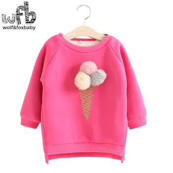 Retail 2-8 years coat full-sleeves Plus velvet thickening Ice cream hair ball kids children spring autumn fall winter
Retail 2-8 years coat full-sleeves Plus velvet thickening Ice cream hair ball kids children spring autumn fall winter