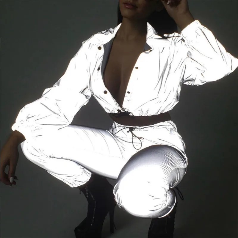 Reflective Bomber Jacket Uniform Trendy Hip Hop Jacket Female Ins Fashion Luminous Jacket Drawstring High Waist Short Streetwear
Reflective Bomber Jacket Uniform Trendy Hip Hop Jacket Female Ins Fashion Luminous Jacket Drawstring High Waist Short Streetwear