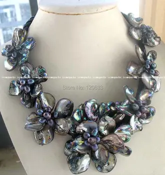 ORANGE natural freshwater pearl sea shell flower black 18.5" necklace wholesale women's jewelryLuxury Girls Wedding 
ORANGE natural freshwater pearl sea shell flower black 18.5" necklace wholesale women's jewelryLuxury Girls Wedding