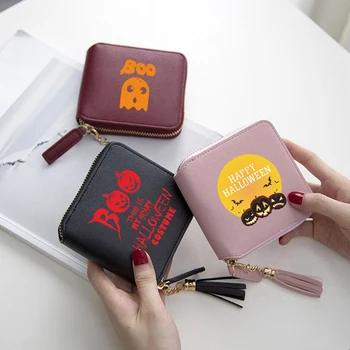 Halloween Wallet Funny Mini Short Zipper Card 3D PU Leather Wallets Happy Halloween Fashion Lady Tassel purse Customize Wallet
Halloween Wallet Funny Mini Short Zipper Card 3D PU Leather Wallets Happy Halloween Fashion Lady Tassel purse Customize Wallet