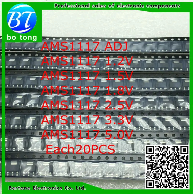 7valuesX20=140pcs SMD 1117 Series Regulator Voltage IC Pack TO-223 AMS1117 1.2 1.5 1.8 2.5 3.3 5.0 ADJ
7valuesX20=140pcs SMD 1117 Series Regulator Voltage IC Pack TO-223 AMS1117 1.2 1.5 1.8 2.5 3.3 5.0 ADJ
