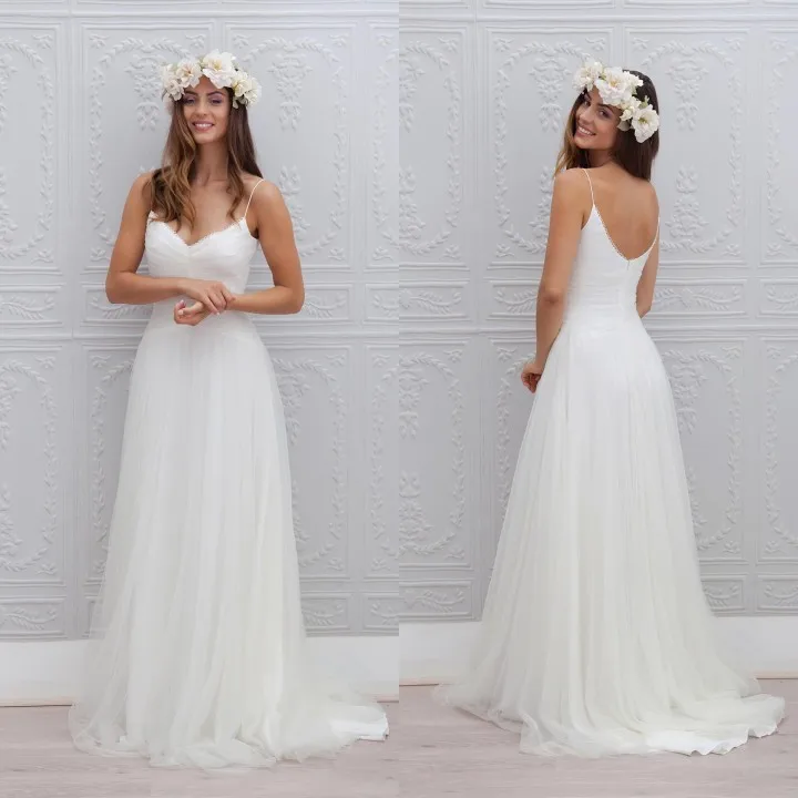 Sexy Spaghetti Strap Beach Wedding Dresses Floor Length Bridal Gowns Fashionable Summer backless White Tulle wedding gown
Sexy Spaghetti Strap Beach Wedding Dresses Floor Length Bridal Gowns Fashionable Summer backless White Tulle wedding gown