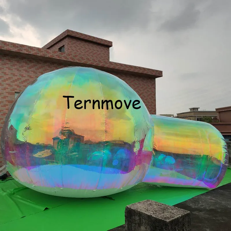 

holographic inflatable bubble reflective tent with tunnel,inflatable promotion advertising tents for trade shows,garden tent