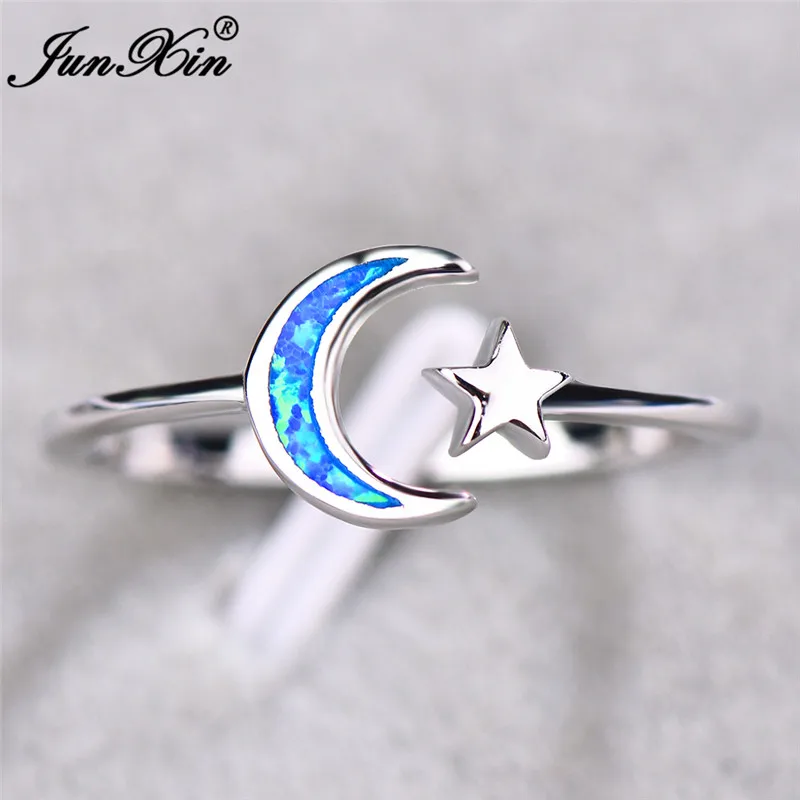 Cute Female Moon Star Finger Ring Fashion 925 Sterling Silver White Blue Fire Opal Ring Promise Open Engagement Rings For Women
Cute Female Moon Star Finger Ring Fashion 925 Sterling Silver White Blue Fire Opal Ring Promise Open Engagement Rings For Women