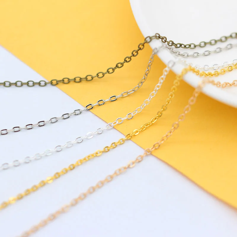 10 Meter 1.5mm Necklace chain Gold silver plated Bronze Cable Closed Link Metal Curb Cross Chain Jewellery Making Chain Findings
10 Meter 1.5mm Necklace chain Gold silver plated Bronze Cable Closed Link Metal Curb Cross Chain Jewellery Making Chain Findings