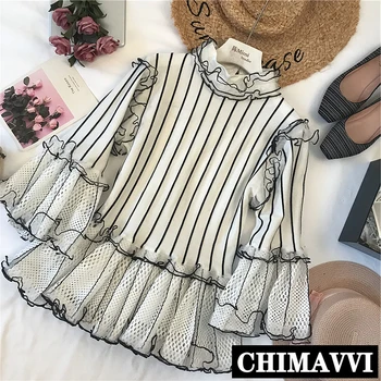 New Spring Fall Women's Flare Sleeve Mesh Stitching Hollow Knitted Shirt Female Retro Pullover Sweater Elegant Knitwear
New Spring Fall Women's Flare Sleeve Mesh Stitching Hollow Knitted Shirt Female Retro Pullover Sweater Elegant Knitwear