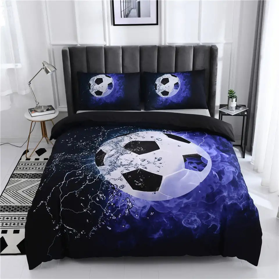 Single Soccer Bedding Set 3 D Child Bed Cover Football Printed