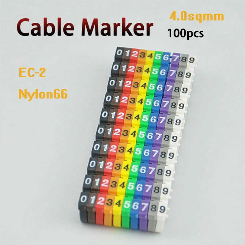100PCS Free shipping Nylon PA66 Cable Marker For 4.0 sqmm mix Colored Number 0 to 9 Each 10pcs Distinguish Wires
100PCS Free shipping Nylon PA66 Cable Marker For 4.0 sqmm mix Colored Number 0 to 9 Each 10pcs Distinguish Wires