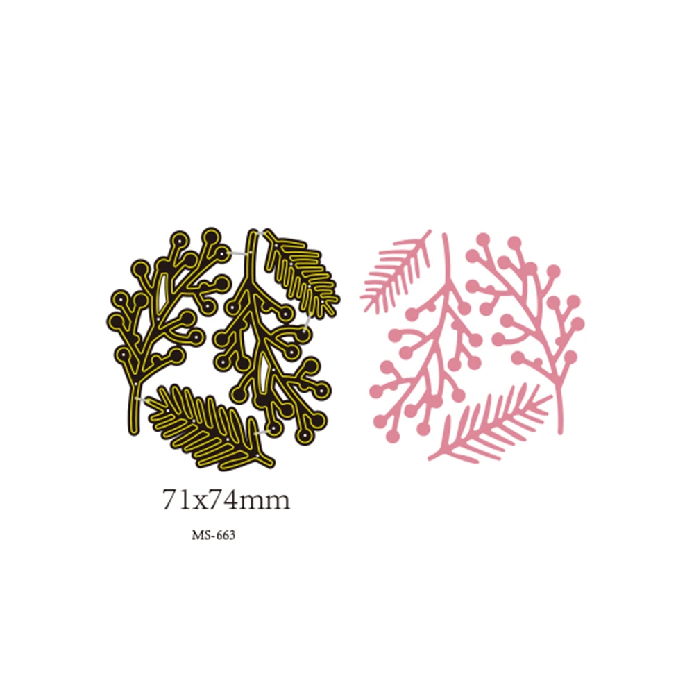 

For Merry Christmas Metal Cutting Dies 71x74mm Berry Leaves DIY Scrapbooking Stamp Craft Die Photo Frame Invitation Card Decor