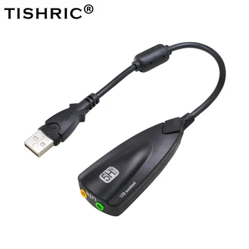 TISHRIC 외장 USB 사운드 카드 7.1, 헤드폰 스피커 노트북 컴퓨터 PC용, 3.5mm 오디오 인터페이스 어댑터 포함, 5HV2 프로모션 상품 이미지