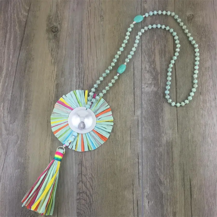 Fashion Bohemia Jewelry Colorful Paper Tassel Necklace Glass Bead Boho Weave Accessory for Women | Украшения и аксессуары