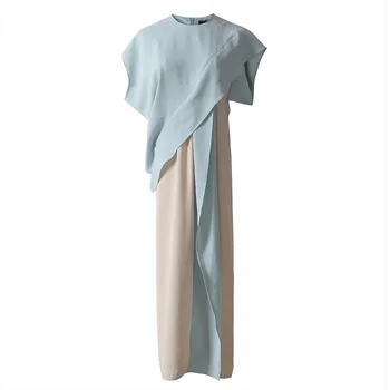 2018 Patchwork Long Dress Womens Batwing Sleeve Belt High Waist Ruffles Irregular Dresses Korean Fashion OL Clothes
2018 Patchwork Long Dress Womens Batwing Sleeve Belt High Waist Ruffles Irregular Dresses Korean Fashion OL Clothes