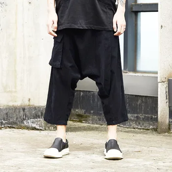 Men Summer Cottton Linen Loose Casual Black Low Crotch Harem Cross Pants Male Streetwear Hip Hop Punk Gothic Kimono Trousers 
Men Summer Cottton Linen Loose Casual Black Low Crotch Harem Cross Pants Male Streetwear Hip Hop Punk Gothic Kimono Trousers
