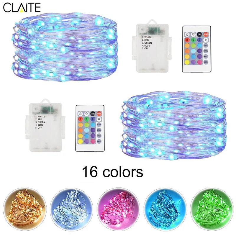 CLAITE 5m 50LED Remote Control RGB Led String Lights USB/Battery Powered 4 Lines Copper Wire String Light for Wedding Party Deco
CLAITE 5m 50LED Remote Control RGB Led String Lights USB/Battery Powered 4 Lines Copper Wire String Light for Wedding Party Deco