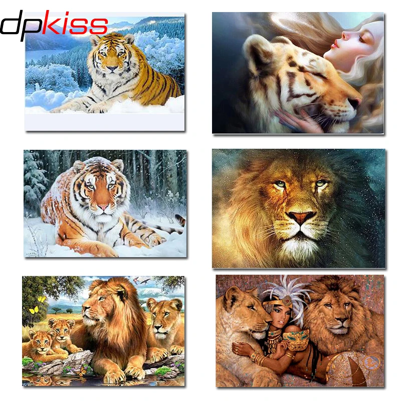 Dpkiss DIY 5D Diamond Embroidery Diamond Mosaic Lion tiger Handmade Cross Stitch Kits Patterns Diamond Painting Rhinestones Arts 
Dpkiss DIY 5D Diamond Embroidery Diamond Mosaic Lion tiger Handmade Cross Stitch Kits Patterns Diamond Painting Rhinestones Arts