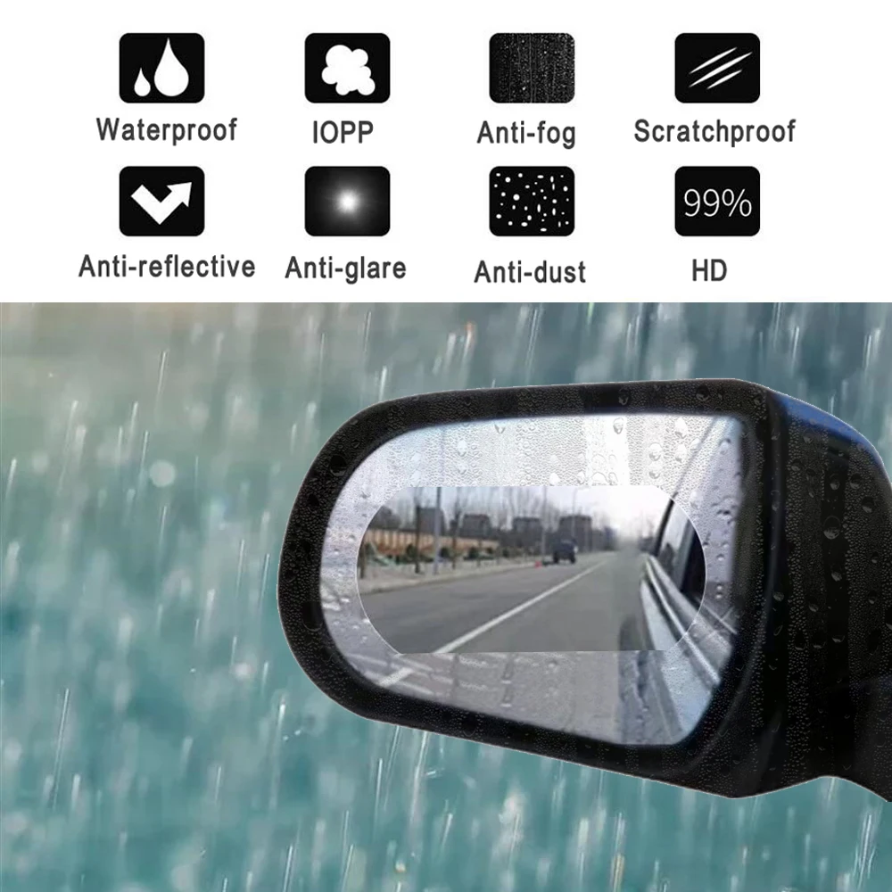 2pcs Rainproof Car Rearview Mirror Film Sticker Anti-fog Protective Film Rain Shield Replacement 110*85mm
2pcs Rainproof Car Rearview Mirror Film Sticker Anti-fog Protective Film Rain Shield Replacement 110*85mm