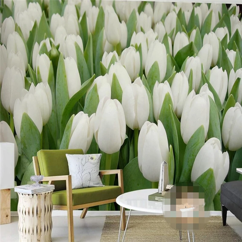 Custom Photo Wallpaper Mural Wall Sticker White Tulip Flower Sea Flower Field FLORAL GREEN BACKGROUND papel de parede
Custom Photo Wallpaper Mural Wall Sticker White Tulip Flower Sea Flower Field FLORAL GREEN BACKGROUND papel de parede