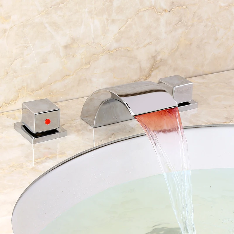 quyanre wanfan frap Temperature Controlled Faucet Water Tap Bathroom Waterfall Faucet Bathroom Faucets LED Faucet4