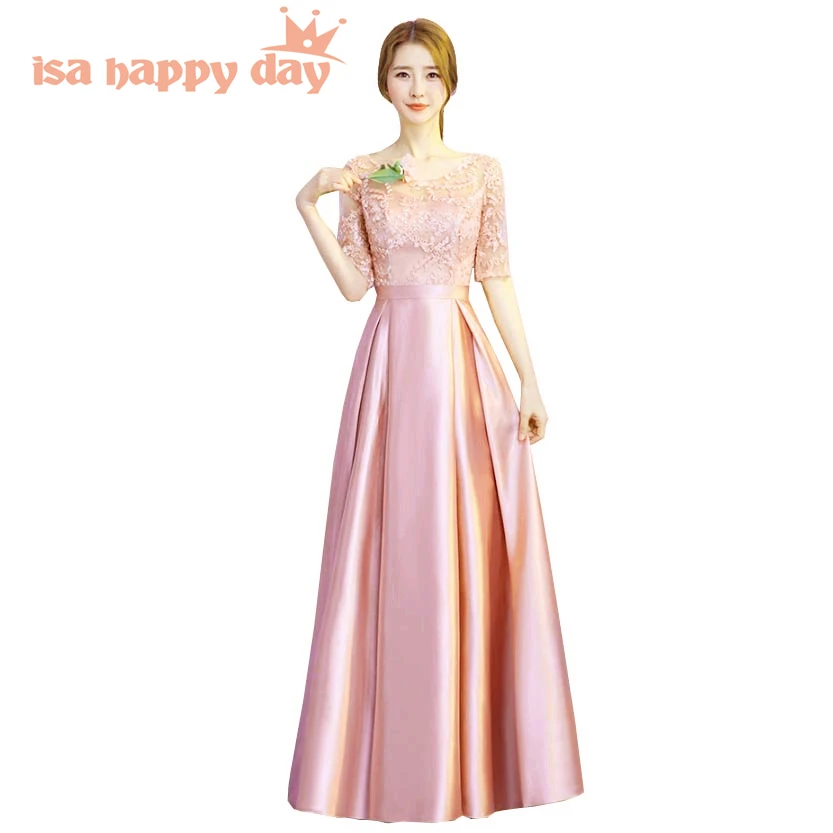 2019 girls long modest lace half sleeve o neck satin party dress lace up back elegant prom dresses modest ball gowns H4184
2019 girls long modest lace half sleeve o neck satin party dress lace up back elegant prom dresses modest ball gowns H4184