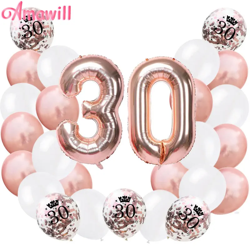 AMAWILL Rose Gold 30th Happy Birthday Confetti Balloons Men Women Happy 30 Years Birthday Party Decoration Supplies 7D
AMAWILL Rose Gold 30th Happy Birthday Confetti Balloons Men Women Happy 30 Years Birthday Party Decoration Supplies 7D