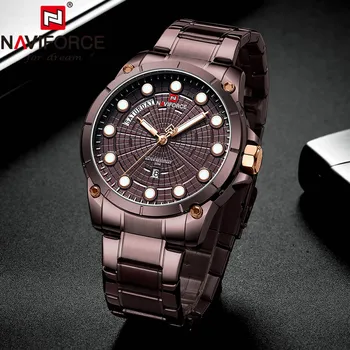 NAVIFORCE Watch Men Luxury Brown Stainless Steel Men's Wrist Watches Sport Watches for Man Quartz Wrist Watch Men Waterproof
NAVIFORCE Watch Men Luxury Brown Stainless Steel Men's Wrist Watches Sport Watches for Man Quartz Wrist Watch Men Waterproof