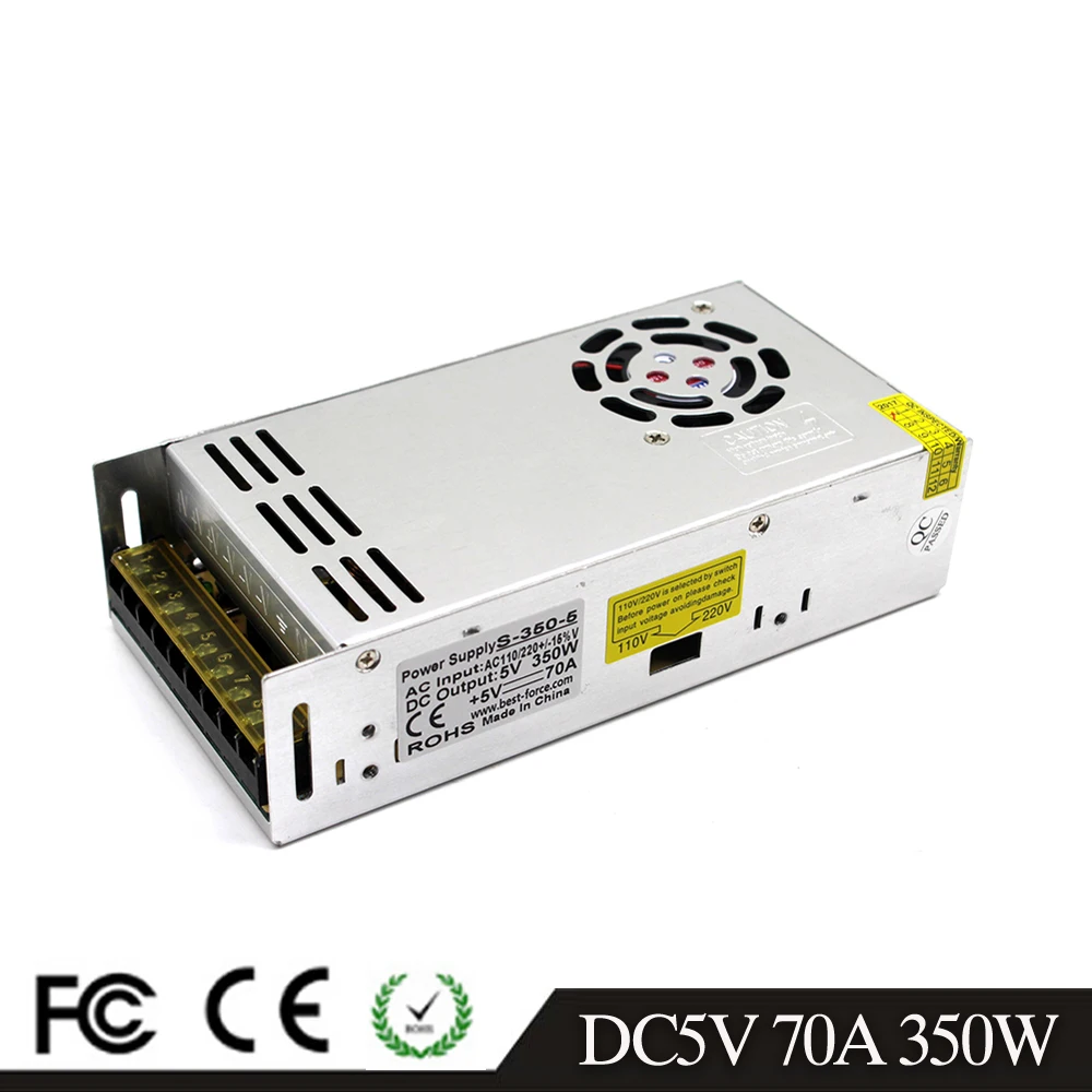 Best quality 5V 70A 350W Switching Power Supply Driver AC 110C 220V to DC5V SMPS For Led Strip Display Light Lamp
Best quality 5V 70A 350W Switching Power Supply Driver AC 110C 220V to DC5V SMPS For Led Strip Display Light Lamp