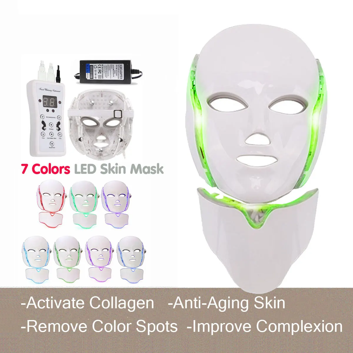 7 Colors LED Light Facial Mask Photon Face Neck Mask Rejuvenation Face Mask Machine Beauty Light Therapy For Home Use US Plug
7 Colors LED Light Facial Mask Photon Face Neck Mask Rejuvenation Face Mask Machine Beauty Light Therapy For Home Use US Plug