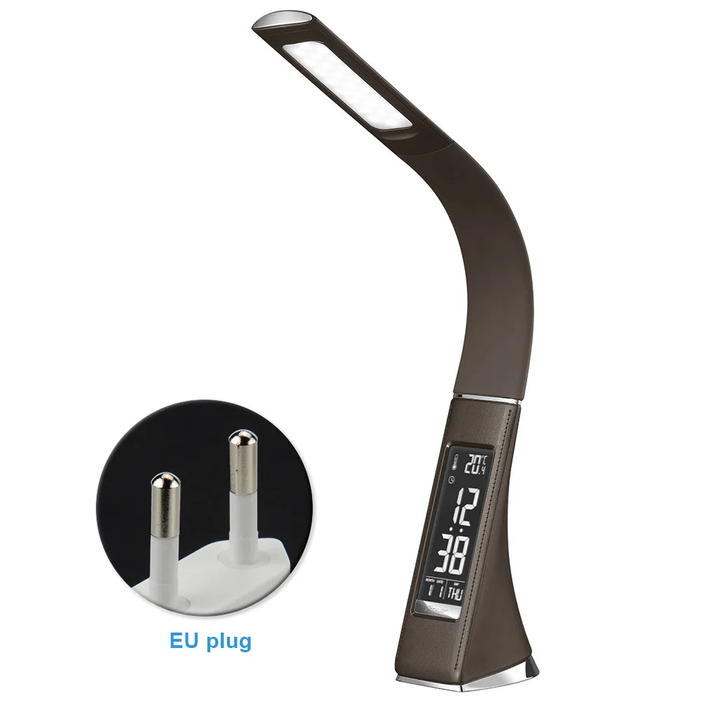 Touch Control Dimming Calendar Leather Texture LCD Display Business Desk Lamp LED Table Alarm Clock Folding
Touch Control Dimming Calendar Leather Texture LCD Display Business Desk Lamp LED Table Alarm Clock Folding
