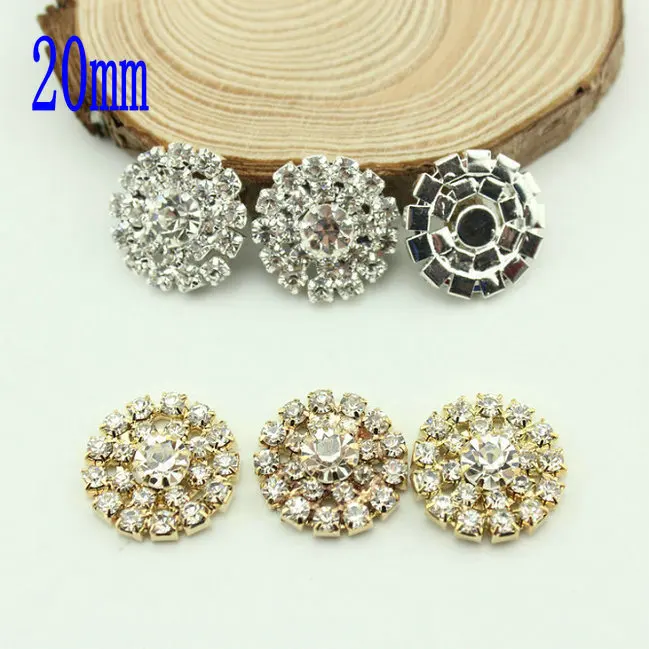 

Free Shipping Wholesale 100pcs/lot 20mm Flat Back Rhinestone Button For Hair Flower Wedding Invitation BHP17020-1