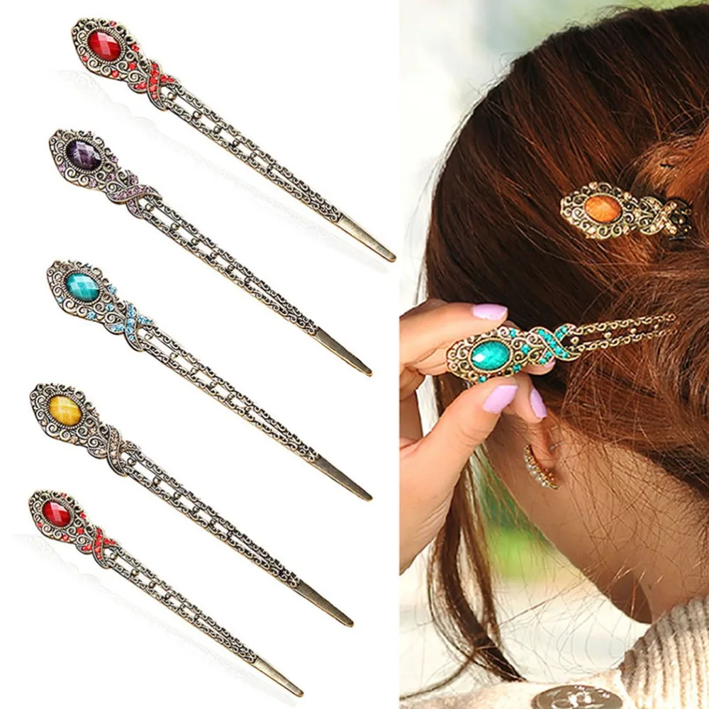 New Women Ladies Retro Crystal Hairpins Nice Hairwear Hair Clip