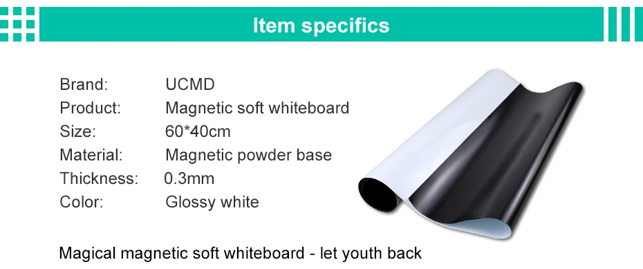 Flexible Magnetic Labels Dry Earse Magnetic White Board Magnetic Sheet for Ferrous Metal Surface_02