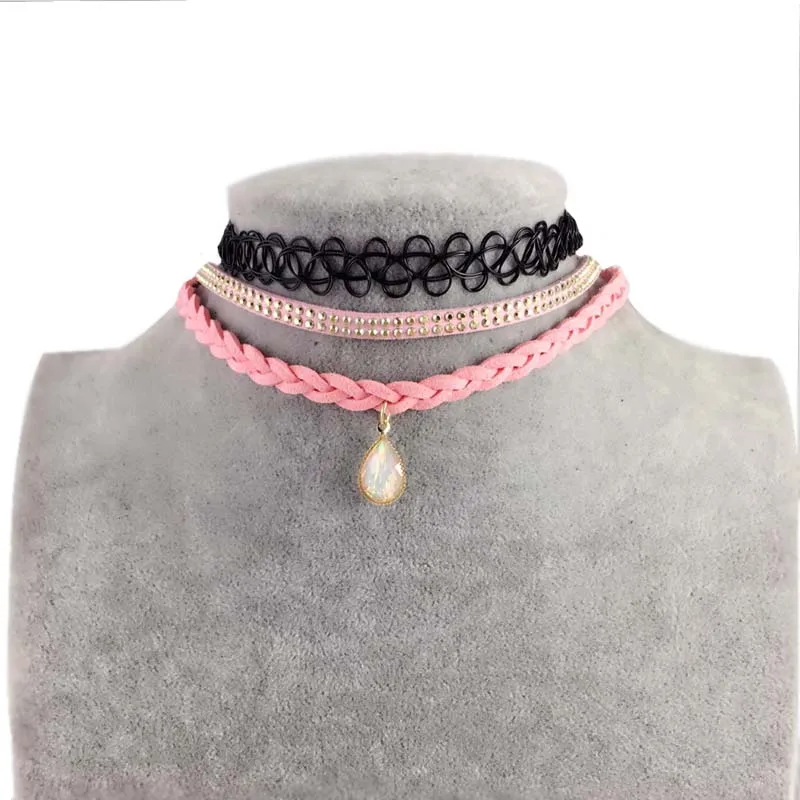 DANZE 3 Pcs/set Vintage Women Stretch Tattoo Leather Choker Punk Leaf Chain Waterdrop Necklace Pendant Jewelry Colier ras du cou
DANZE 3 Pcs/set Vintage Women Stretch Tattoo Leather Choker Punk Leaf Chain Waterdrop Necklace Pendant Jewelry Colier ras du cou