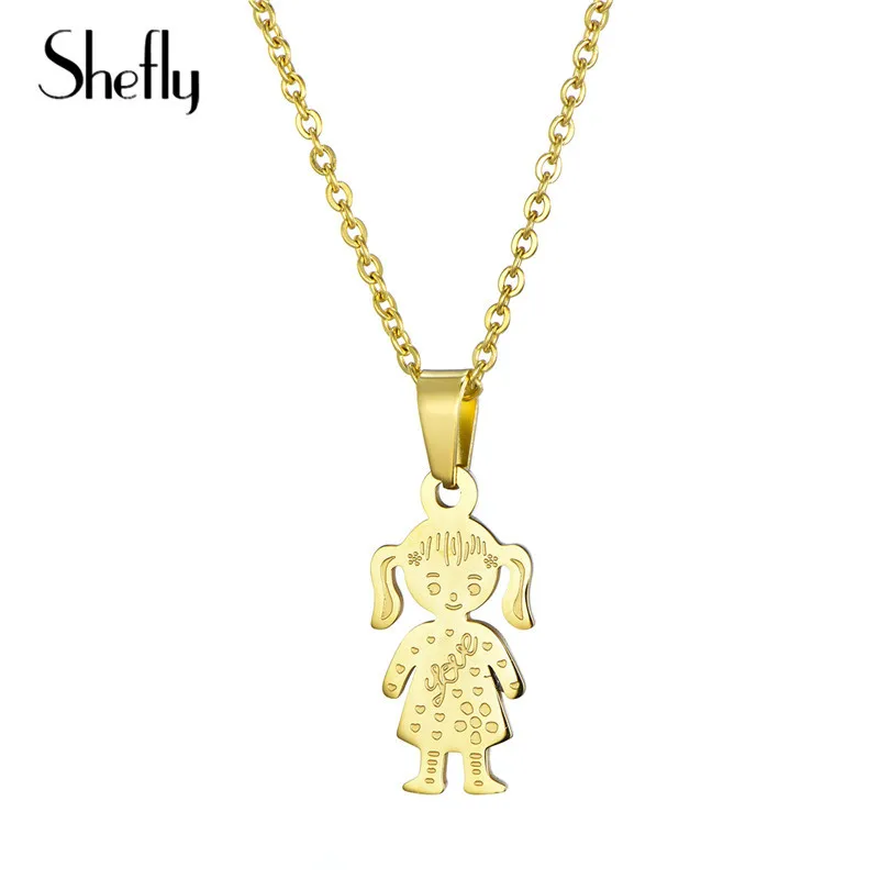 Shefly Hot Stainless Steel Baby Girl Pendant Necklace Gold Color Link Chain European Personality Cute Choker Bijoux Collier
Shefly Hot Stainless Steel Baby Girl Pendant Necklace Gold Color Link Chain European Personality Cute Choker Bijoux Collier