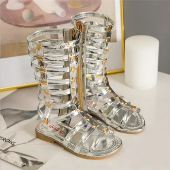 2019 Summer Baby Girl Cut-Outs Hollow Roman Sandals Children Knee Boots Gladiator Kid Flat Glitter Star Zipper PU Shoes
2019 Summer Baby Girl Cut-Outs Hollow Roman Sandals Children Knee Boots Gladiator Kid Flat Glitter Star Zipper PU Shoes
