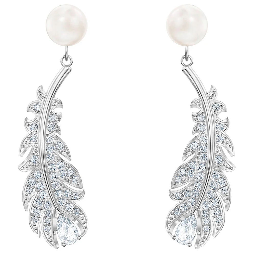 SWA 2019 MULIER New Pearl Feather White Gold Female Earring Stud Earrings with Austrian Rhinestones Free Shipping
SWA 2019 MULIER New Pearl Feather White Gold Female Earring Stud Earrings with Austrian Rhinestones Free Shipping