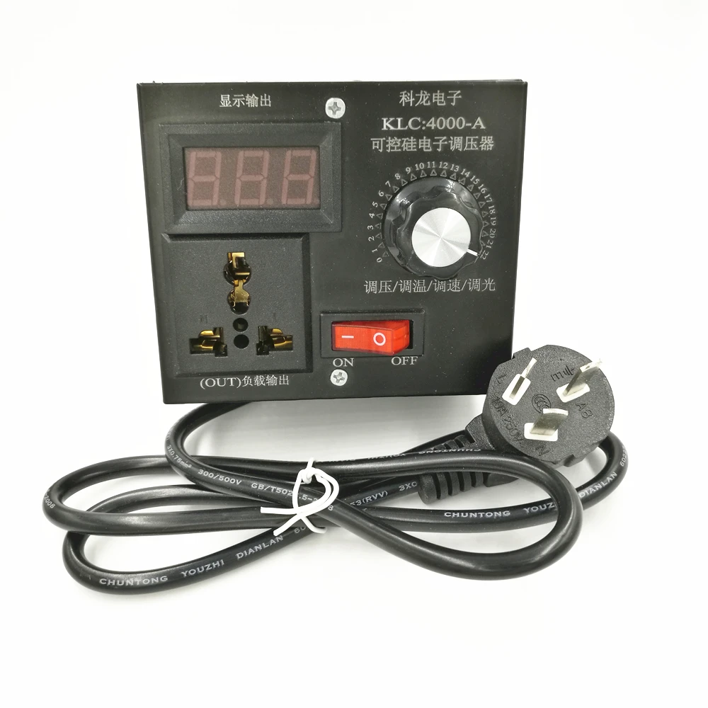 4000W Electronic Regulator Digital Control thyristor For fan motor Electric drill fan speed governor thermostat With Switch AC22
4000W Electronic Regulator Digital Control thyristor For fan motor Electric drill fan speed governor thermostat With Switch AC22