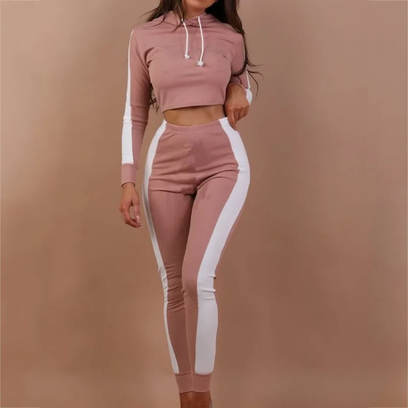 New Arrival the United States Autumn Winter Women two piece set Europe and Casual Hooded Contrast Color Sports Suit
New Arrival the United States Autumn Winter Women two piece set Europe and Casual Hooded Contrast Color Sports Suit