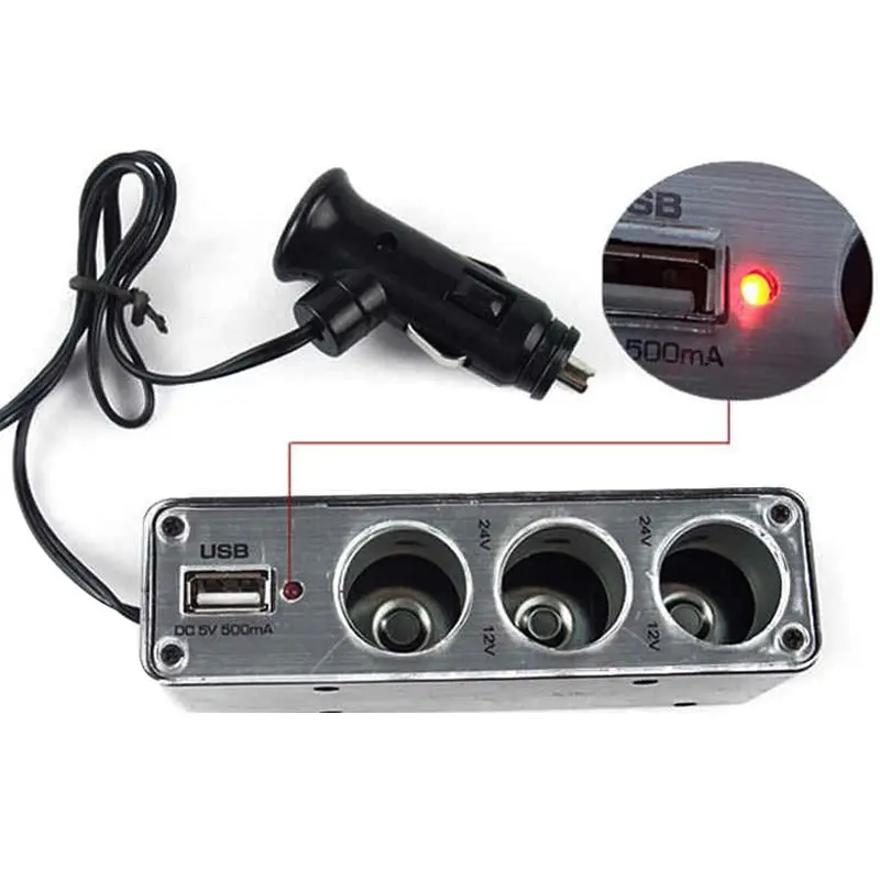 2018 3 Way Multi Socket Car Cigarette Lighter Splitter USB Plug Charger DC 12V/24V Triple Adapter With USB Port CSL88
2018 3 Way Multi Socket Car Cigarette Lighter Splitter USB Plug Charger DC 12V/24V Triple Adapter With USB Port CSL88