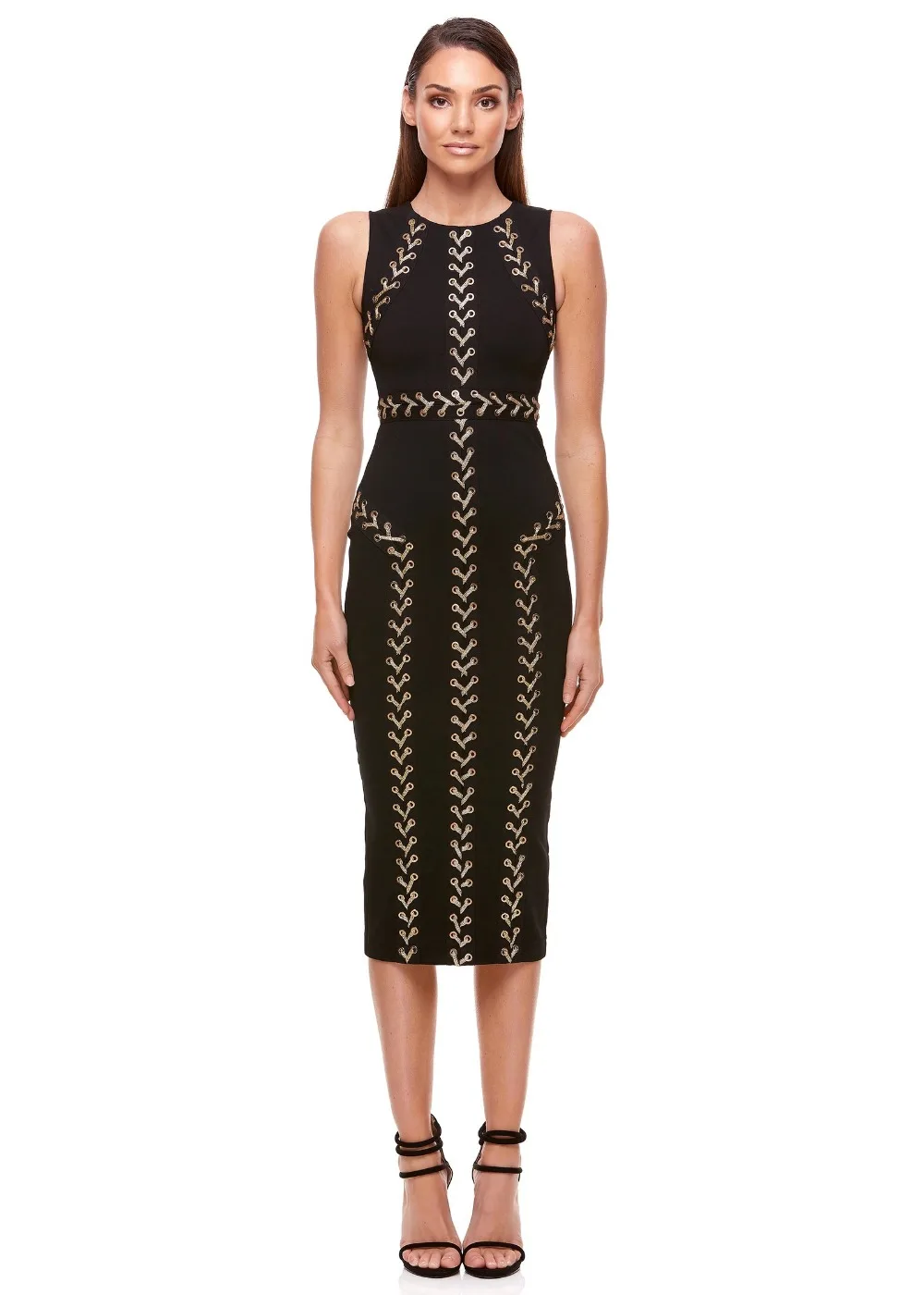 Top Quality Black Sleeveless Weaving Knee Length Rayon Bandage Dress Cocktail Party Bodycon Dress
Top Quality Black Sleeveless Weaving Knee Length Rayon Bandage Dress Cocktail Party Bodycon Dress