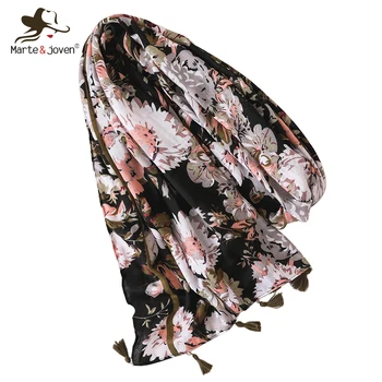 Marte&Joven Women Elegant White Floral Print Black Scarves Tippet Vintage Spring Autumn Warm Scarf Oversize Shawl Wrap Female
Marte&Joven Women Elegant White Floral Print Black Scarves Tippet Vintage Spring Autumn Warm Scarf Oversize Shawl Wrap Female